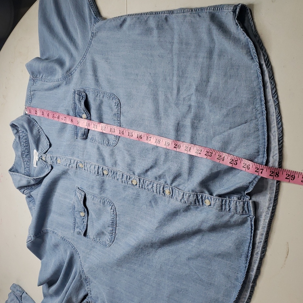Thread & Supply Tencel Lyocell Button Up Denim Blue Shirt Size 3X Coastal Pocket - Picture 9 of 14